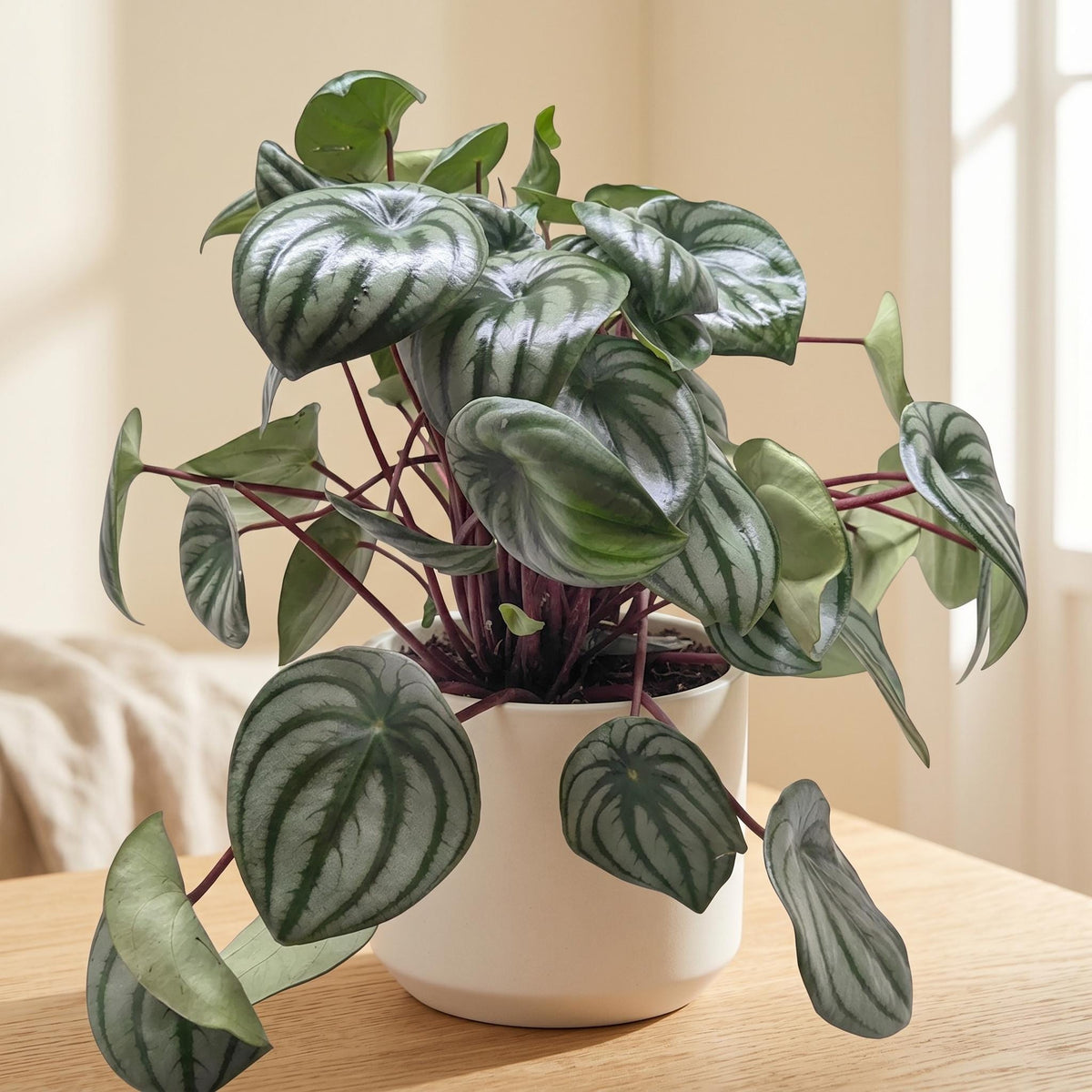Peperomia Watermelon Indoor Plants 4" Pot / Terra Cotta Eco Pot Austin Jungle Co.