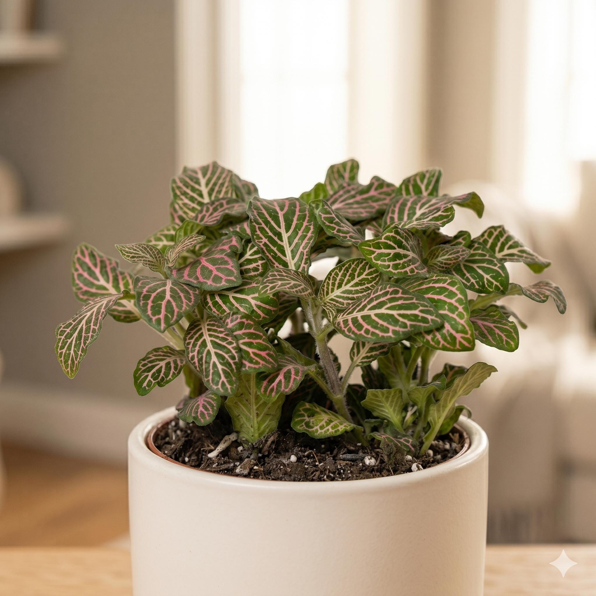 Fittonia 'Pink' 6" Plant (1pk/$4.5) ($10 Ship/31oz) 4" Pot Austin Jungle Co.